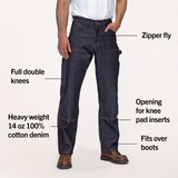 #3303 American Made Jean Double Front Carpenter Dungaree 14 oz.