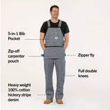 #730 Made in USA Stripe Carpenter Overall with Zip-Off Pouch