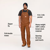 #83 Made in USA Heavy Duty Brown Duck Bib Overalls