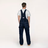 Non-USA Utility Zipper-Bib Blue Denim Overalls - Not Sewn in USA