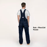 Non-USA Utility Zipper-Bib Blue Denim Overalls - Not Sewn in USA