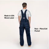 #327 Made in USA Button Fly Blue Denim Bib Overalls